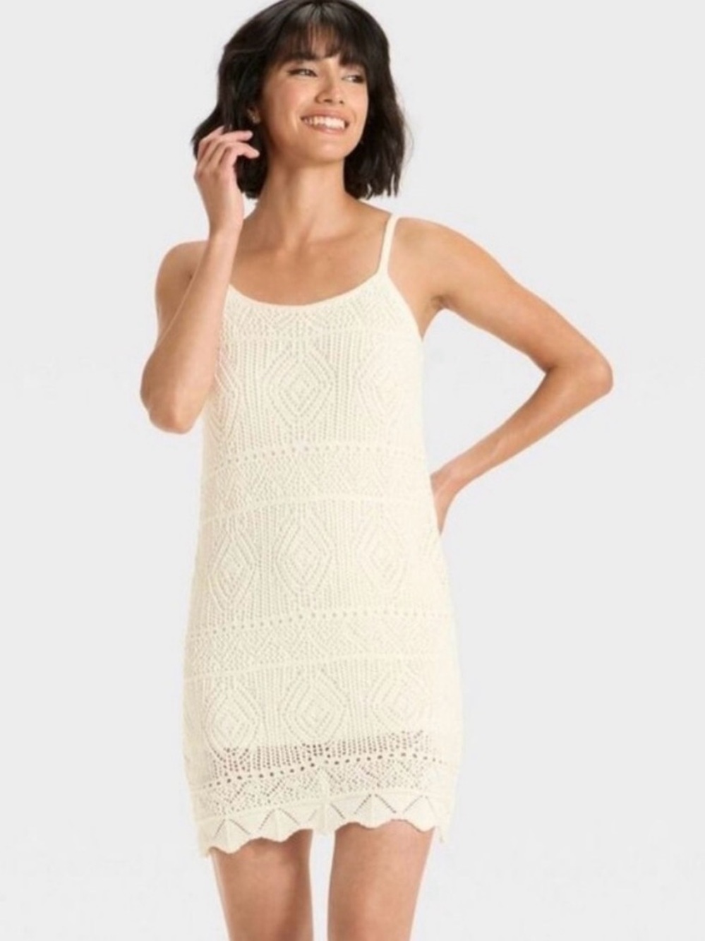 Cream Crochet Slip Dress